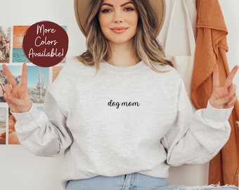 Dog Mom Heavy Blend Crewneck Sweatshirt, Simple Design, I Love Dogs, Dog Parent