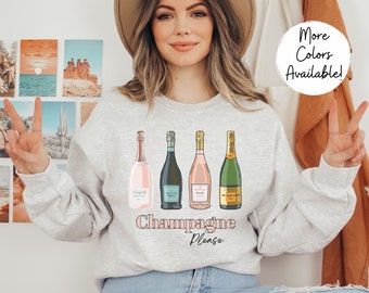 Champagne Please Heavy Blend Crewneck Sweatshirt, Champagne Sweatshirt, Gifts for Women, Plus Size Sweatshirt, Pop the Champagne