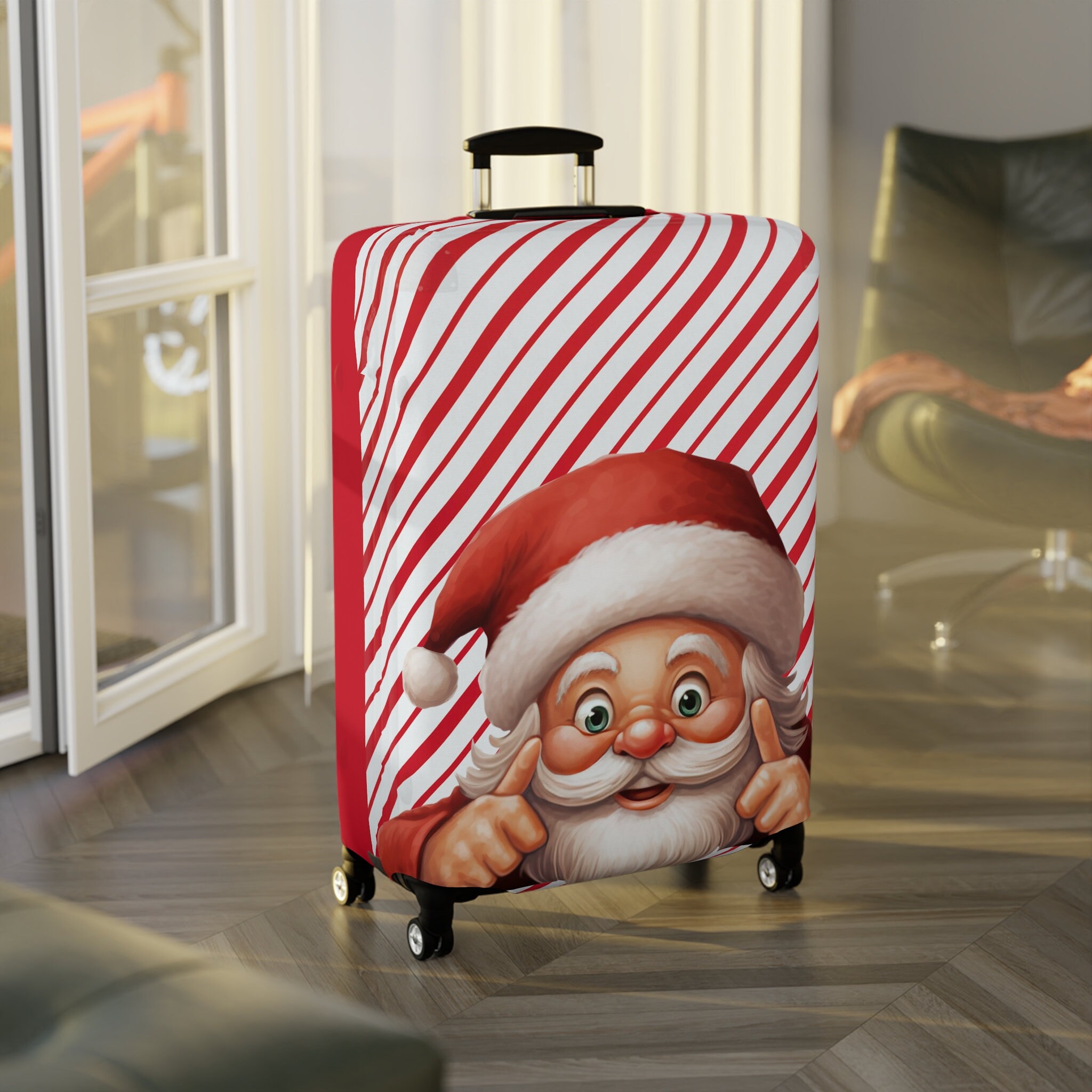 Discover Personalized Luggage Cover | Peeking Santa 3D | Funny Christmas Luggage Protector