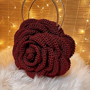Handmade Flower Purse, Rose Bag | Bagstreetgirls Crochet Rose Shaped Colorful Chic Unique Bag | Ruffled Evening Shoulder Luxury Handbag