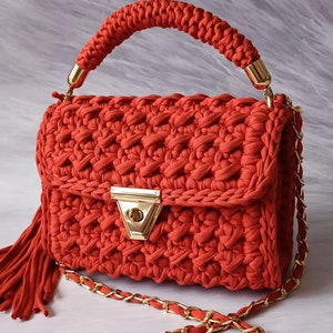 Orange Handmade Crochet Bag Valentine's daygift For Woman From Bagstreetgirl |Turkish Designer Luxury Purse Handbag For Sale istanbluebazaar