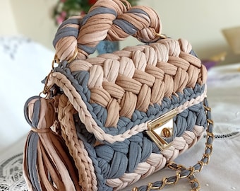 Hand Woven Bag: Luxury Crochet Bag with Chain Strap