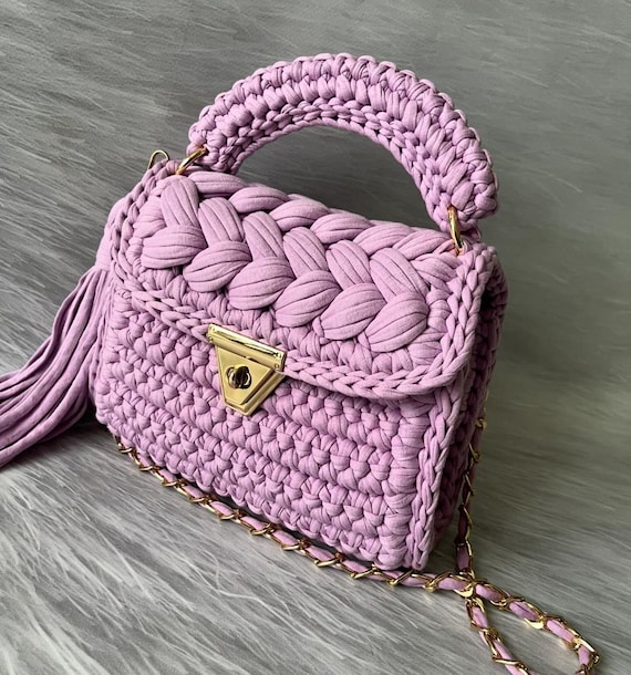 Purple Capriluxurybags Crochet Hand Woven Tote Handbag for Sale Luxury Dupe Handmade Fabric Bag for Woman Purses Made in Turkey Etsy