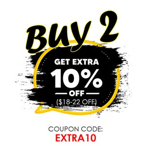 May include: Black and yellow graphic with the text "Buy 2 Get Extra 10% Off (&pound;11-14 Off)" and the coupon code "EXTRA10".