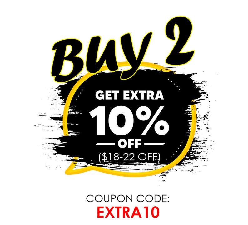 May include: Black and yellow graphic with the text "Buy 2 Get Extra 10% Off (&pound;11-14 Off)" and the coupon code "EXTRA10".