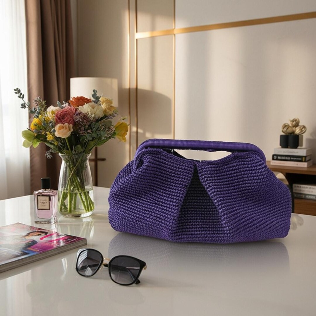 Purple Woven Yarn Clutch Bag: Handmade Evening Pouch - Etsy