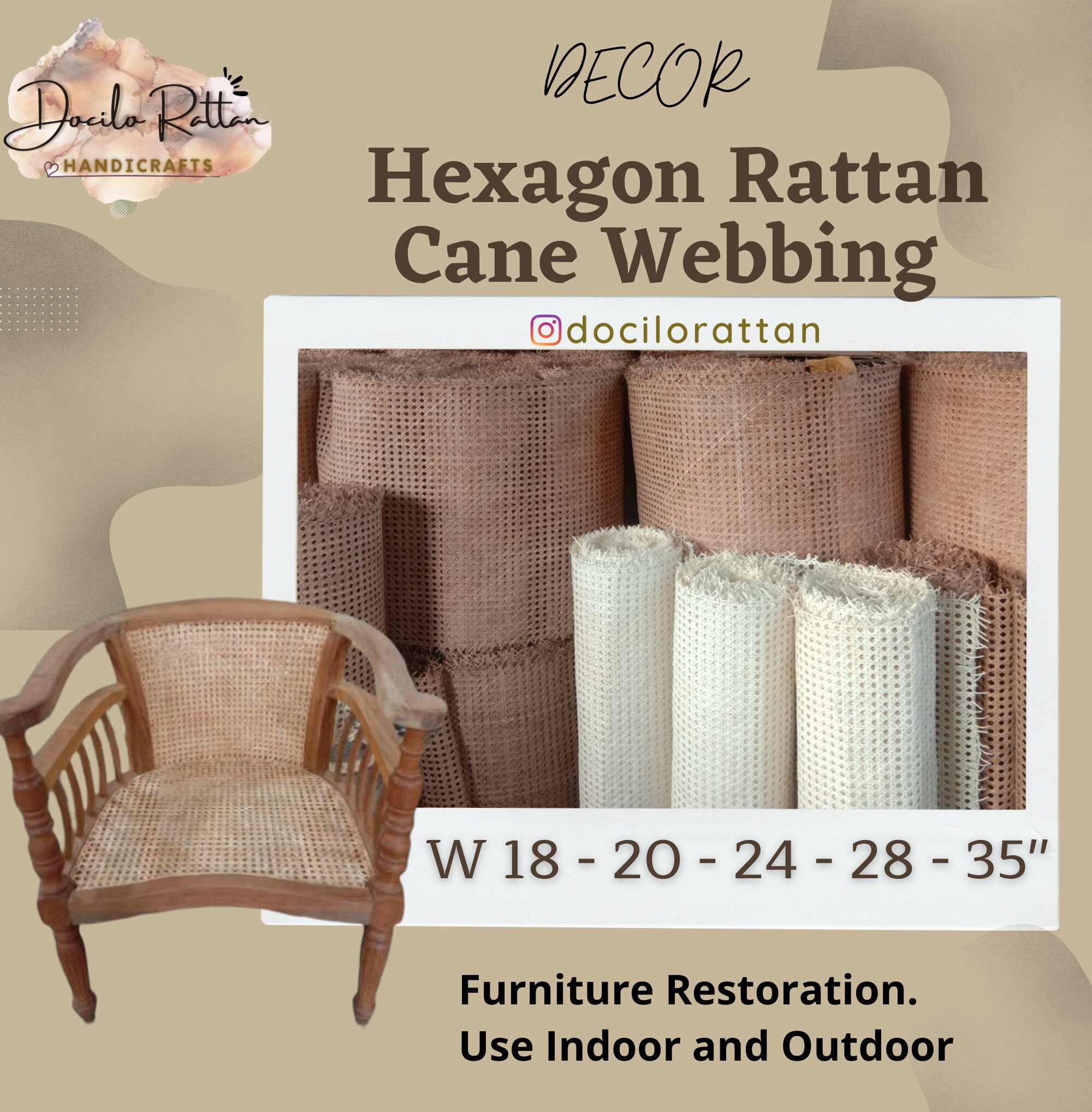 Natural Rattan Cane bing 16 Inch, 18inch, 20 Inch, 24 Inch and