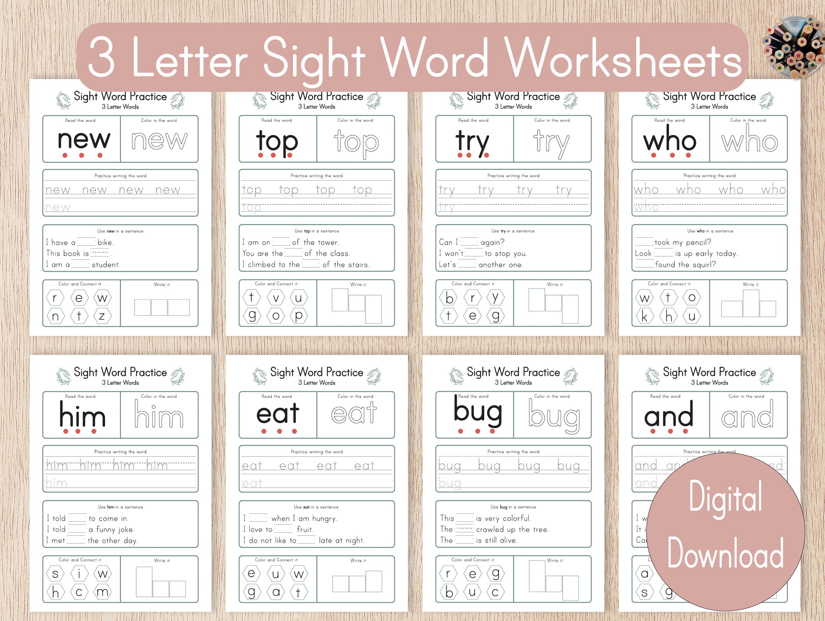 Sight Words Worksheets Printable Sight Word Activities 3 Letter Sight Sight Words Worksheets Printable Sight Word Activities 3 Letter Sight