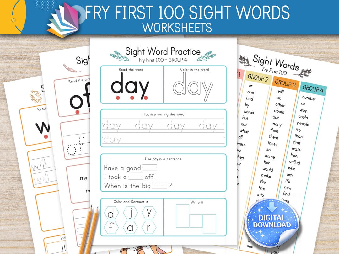 Fry First 100 Sight Words Worksheets Printable | 100 Reading Practice ...