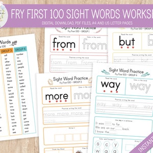 Esercizio di parole visive, impara a leggere Fry 100 parole visive, parole visive di prima elementare, parole visive, stampabile per la scuola materna, Montessori