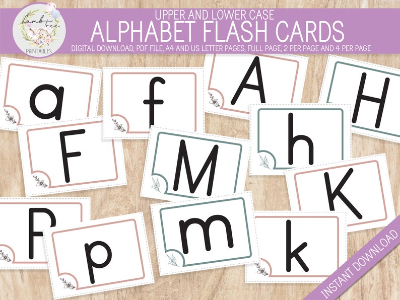 Upper and Lower Case Alphabet Flashcards, ABC Printable Flashcards