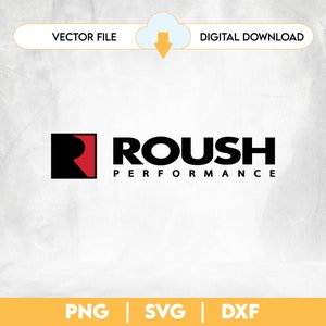 Puede incluir: Una descarga digital de un logotipo Roush Performance negro y rojo. El logotipo presenta una "R" estilizada con un interior rojo y el texto "ROUSH PERFORMANCE" en negro.