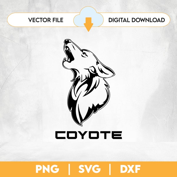 Coyote Digital File Vector DXF PNG SVG Instant Download