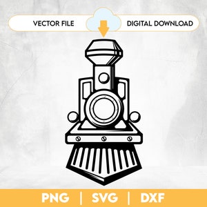 May include: Black and white illustration of a vintage steam locomotive train engine. The engine has a large wheel and a smokestack.