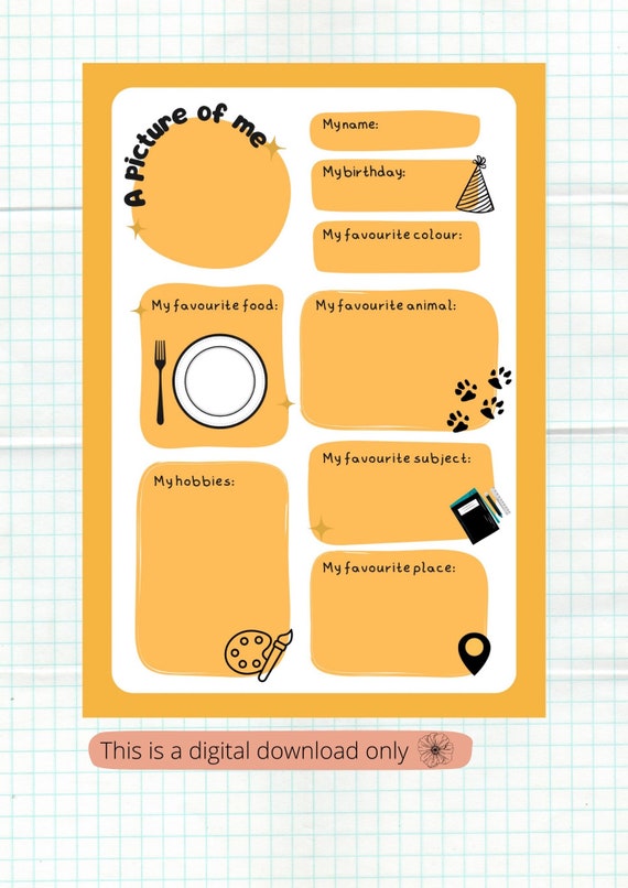 Printable About Me Worksheet Primary School Back to - Etsy