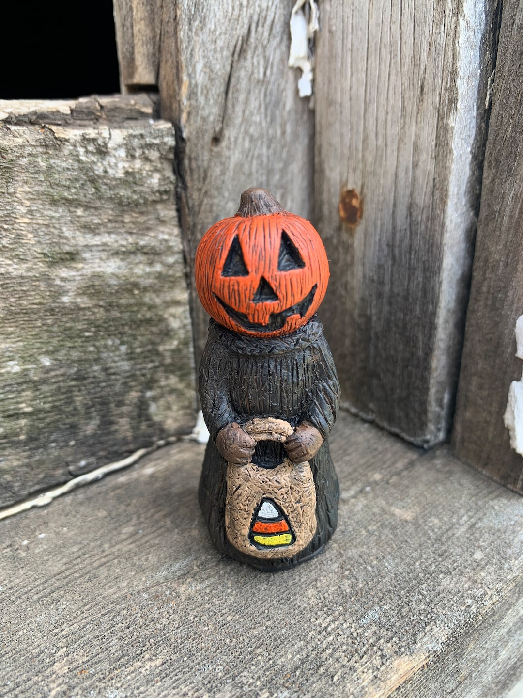 Miniature Jack O Lantern Trick or Treater Halloween Resin Figure Horror ...