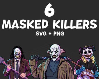 Masked Killer SVG Bundle – Horror Slasher Designs, Scary Mask Characters PNG SVG Files, Halloween Horror Graphics