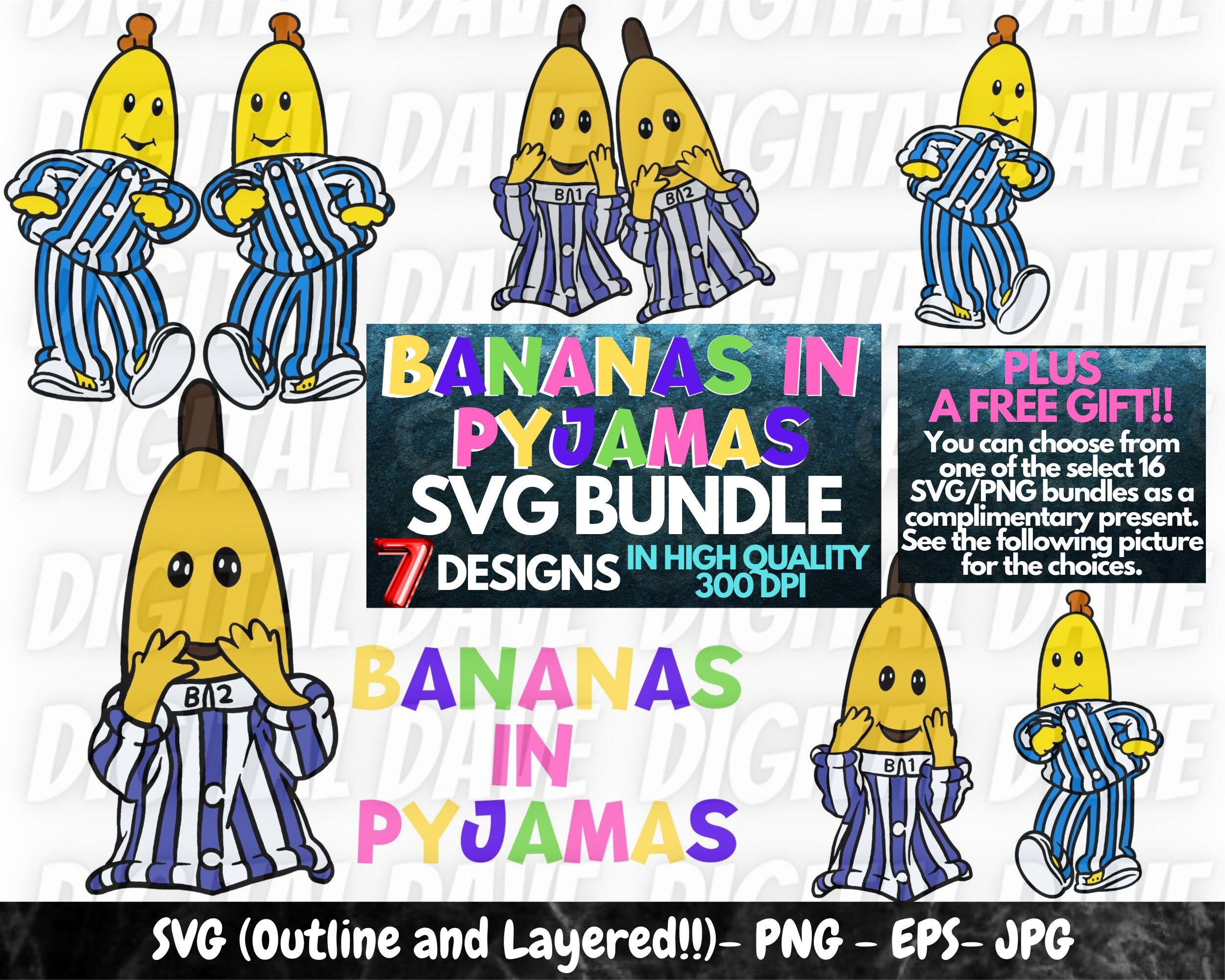 Bananas in Pyjamas Svg Bundle Cricut Bananas in Pyjamas Svg Etsy