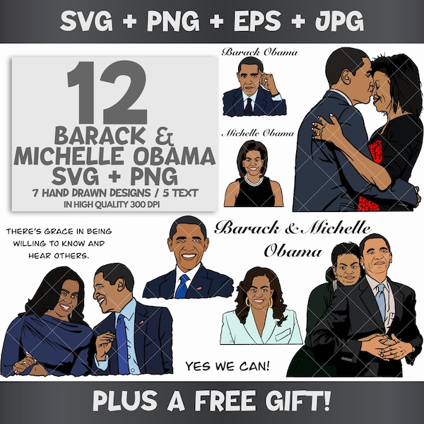 Barack Obama SVG Bundle, Michelle Obama SVG Bundle, Black History Month Svg, Barack and Michelle Obama SVG Bundle, Black Heritage Month Svg