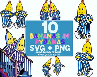 Bananas in Pyjamas SVG Bundle – B1 B2 Characters, Bananas in Pyjamas PNG Files, Bananas in Pyjamas Designs