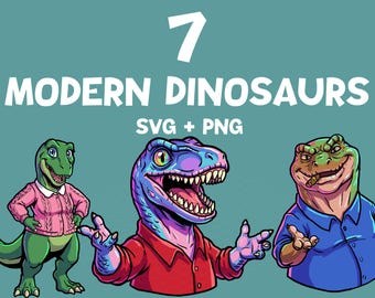 90s Sitcom Dinosaur SVG Bundle, Retro Dino Family PNG, Funny Prehistoric Dad Clipart, Vintage TV Style Reptile Cricut Files