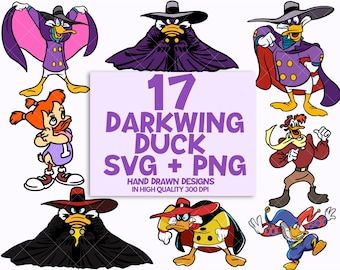 Darkwing Duck SVG Bundle – Negaduck, Launchpad McQuack, Gosalyn Mallard Designs PNG SVG Files