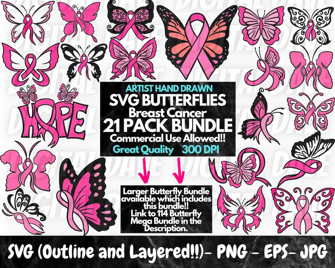 SVG Breast Cancer Butterflybreast Cancer Butterfly - Etsy