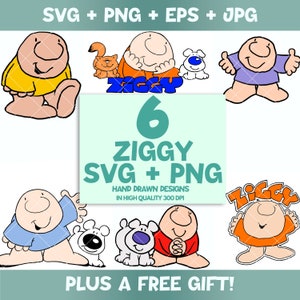Ziggy Cartoon Svg Bundle, Cricut Ziggy Cartoon Svg, Ziggy Cartoon Silhouette Svg, Ziggy Cartoon Svg For Tumblers, Ziggy Cartoon Clipart Set