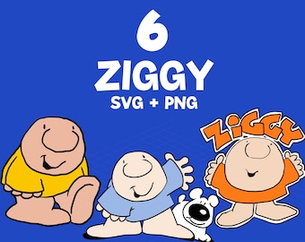 Ziggy Cartoon SVG Bundle – Ziggy Character PNG SVG Files, Classic Comic Cartoon Designs