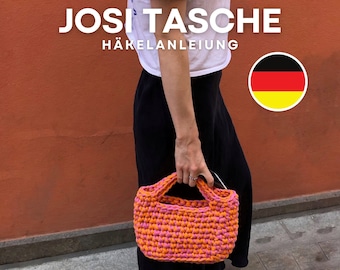JOSI TASCHE Kleine Handtasche Häkelanleitung, T-shirt Garn