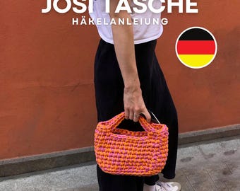 JOSI BAG | Chunky Small Handbag Crochet Pattern, Tshirt Yarn, German PDF Document | Festnetz Bags