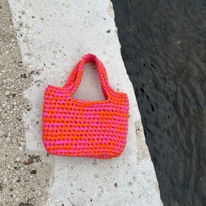 TOTE BAG Chunky Large Shopper Bag Crochet Pattern, Tshirt Yarn, English PDF Document Festnetz Bags zdjęcie 6