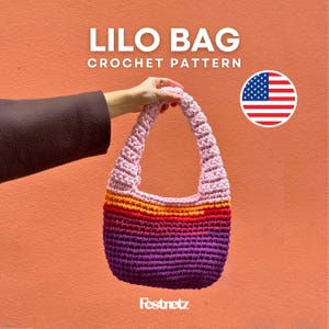 BOLSO LILO / Patrón de bolso de hombro grueso a crochet, hilo para camisetas, documento PDF en inglés / Festnetz Bags