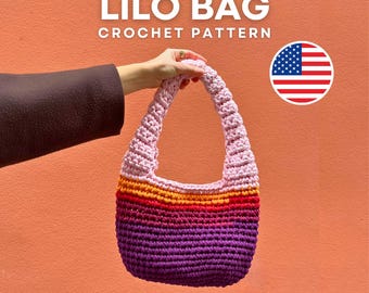 LILO BAG | Chunky Shoulderbag Crochet Pattern, Tshirt Yarn, English PDF Document | Festnetz Bags