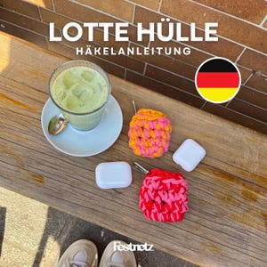 LOTTE CASE - Airpods Headphone Crochet Pattern, Tshirt Yarn, German PDF Document | Festnetz Bags