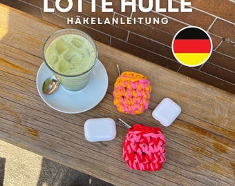 LOTTE CASE - Airpods Headphone Crochet Pattern, Tshirt Yarn, German PDF Document | Festnetz Bags