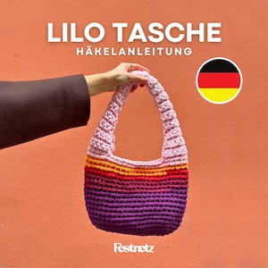 LILO BAG | Chunky Shoulderbag Crochet Pattern, Tshirt Yarn, German PDF Document | Festnetz Bags