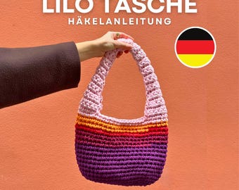 LILO BAG | Chunky Shoulderbag Crochet Pattern, Tshirt Yarn, German PDF Document | Festnetz Bags