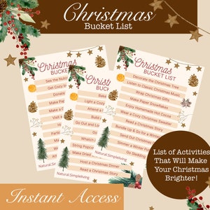 Christmas Bucket List Template, Holiday Bucket List Printable, Christmas Printable, Custom Activities List, Winter activities, PDF