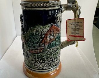 German beer stein with lid made in West Germany