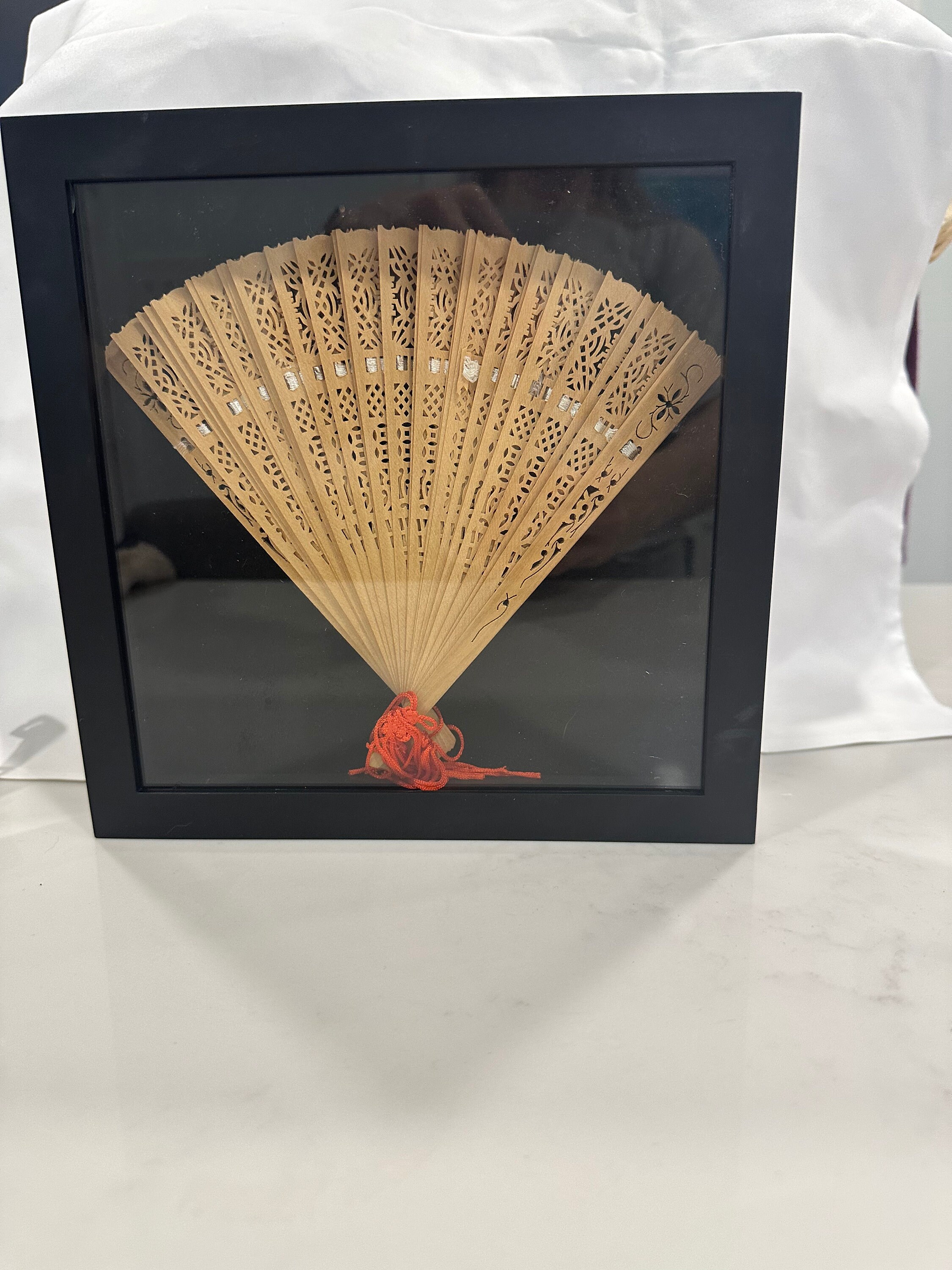 Vintage Folding Wooden Hand Fan With Cut Outs in Shadow Box - Etsy
