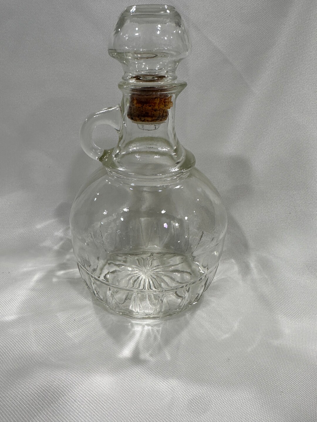 Vintage Clear Glass Decanter With Cork Stopper Handle - Etsy