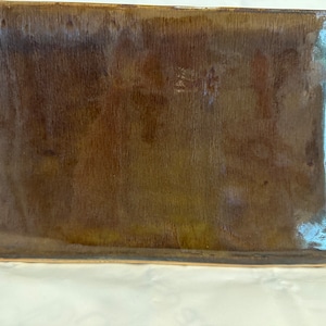Unique square pottery vase brown and lavender undertones