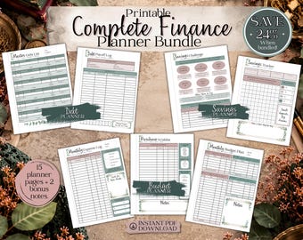 Ensemble complet de planification financière | Suivi du budget, des dettes et de l'épargne | PDF de 17 pages
