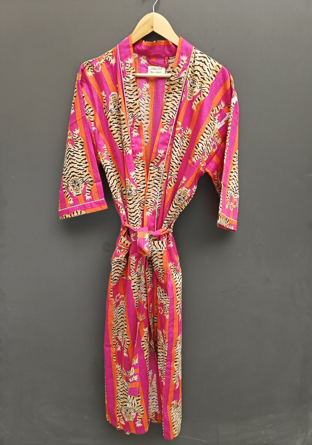 Tiger Print Kimono Cotton Kimono Soft and Comfortable Robe Etsy