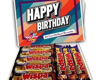 Birthday Gift Box with Cadbury Wispa Gold Chocolate Bars Happy Birthday Gift Box Hamper  Present