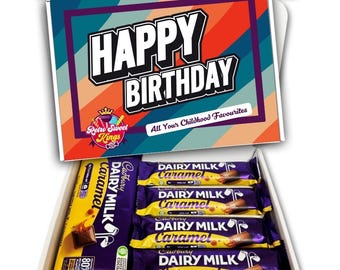 Birthday Gift Box with Cadbury Dairy Milk Caramel Chocolate Bars Happy Birthday Gift Box Hamper Present