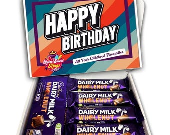 Birthday Gift Box With Cadbury Dairy Milk Chocolate Wholenut Chocolate Bars Happy Birthday Gift Box Hamper Present