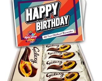 Birthday Gift Box with Galaxy Smooth Caramel Milk Chocolate Bars Happy Birthday Gift Box Hamper Present