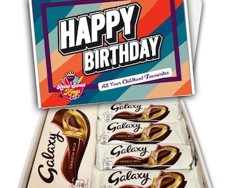 Birthday Gift Box with Galaxy Smooth Milk Chocolate Bars Happy Birthday Gift Box Hamper Present